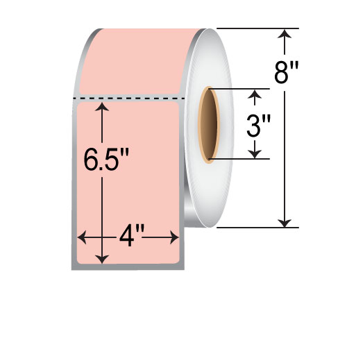 Barcodefactory 4x6.5  TT Label [Perforated, Pink] TH465-1PP