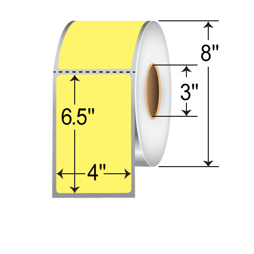 Barcodefactory 4x6.5  TT Label [Perforated, Yellow] RFC-4-65-900-YL