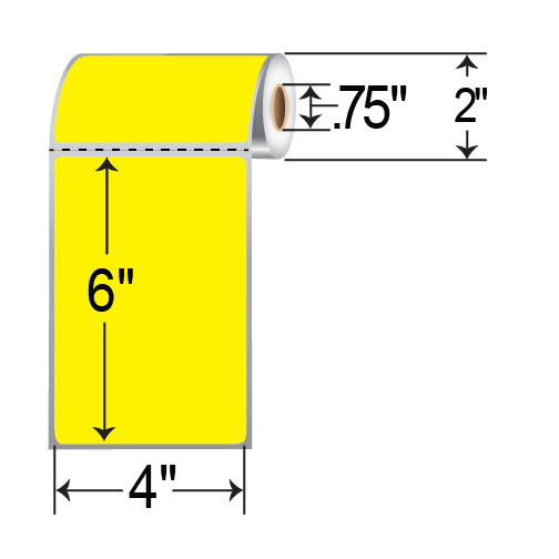 Barcodefactory 4x6  DT Label [Premium Top Coated, Freezer, Perforated, for Mobile, Yellow] BCF-4-6-DTYL-75-EA