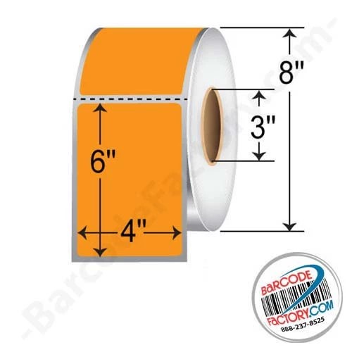 Barcodefactory 4x6  TT Label [Perforated, Fluorescent Orange] TTP4X6ORANGE-FL