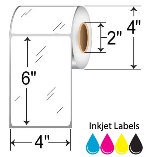 BarcodeFactory 4x6 Inkjet High-Gloss Label [Non-Perforated] RIJGS-4-6-260-2