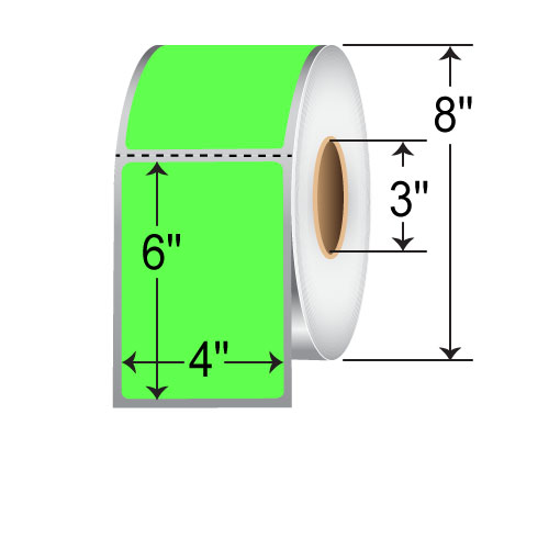 TSC 4x6  TT Label [Perforated, Fluorescent Green] TSCTT-400600G-8-03