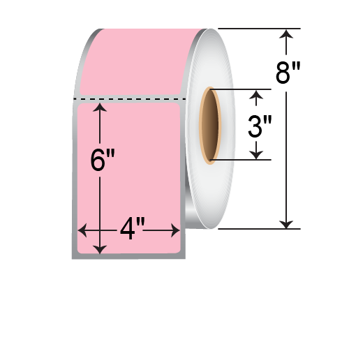 Barcodefactory 4x6  TT Label [Perforated, Pink] TTP4X6PINK-EA