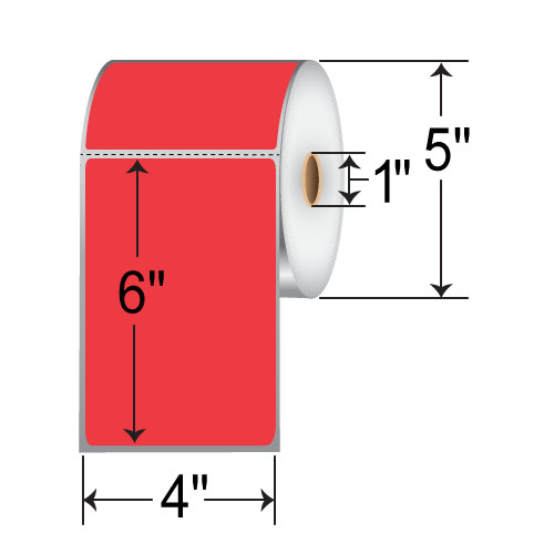 Zebra 4x6  DT Label [Perforated, Red] 10006207-3