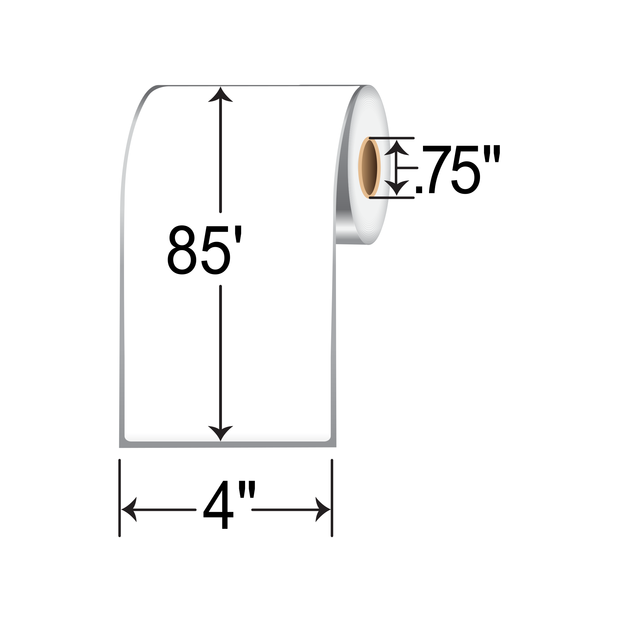 BarcodeFactory 4.01"x85' Linerless Labels [Non-Perforated] RDL-4-85-1-075