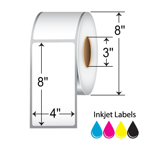 BarcodeFactory 4x8 Matte Poly Inkjet Label [Non-Perforated] ISP-4-8-600-3NP