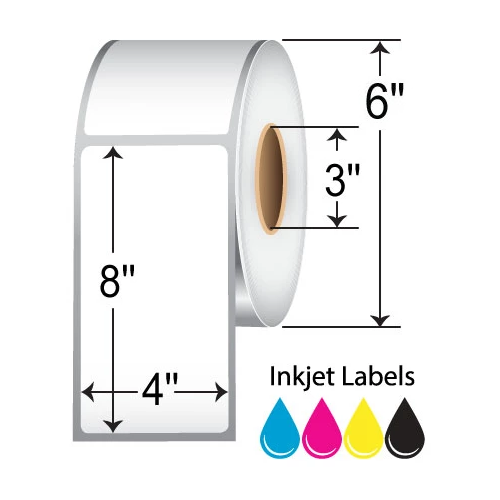 BarcodeFactory 4x8 Matte Poly Inkjet Label [Non-Perforated] IMPP-4-8-350-3NP