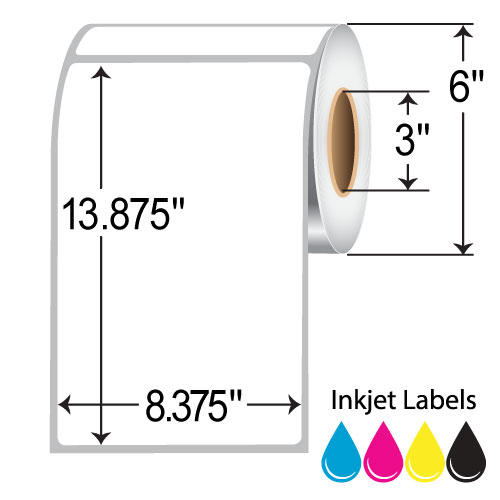 Barcodefactory 8.375x13.875  Inkjet Label [Freezer, Perforated] L-IJ-MF8381378230R-36P