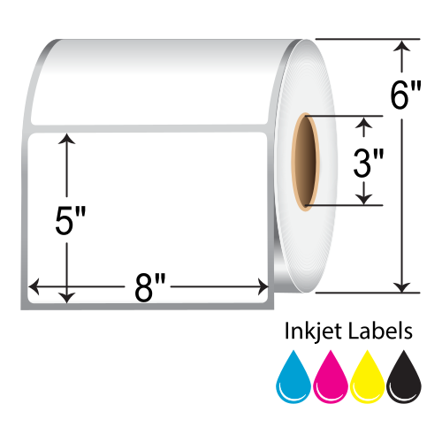BarcodeFactory 8x5 Matte Poly Inkjet Label [Non-Perforated] IMPP-8-5-450-3NP