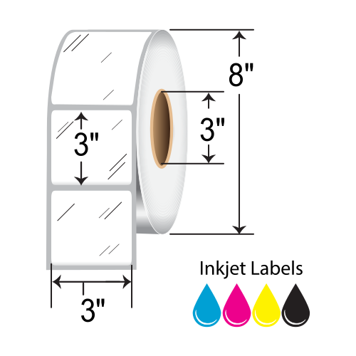 BarcodeFactory 3x3 Gloss Poly Inkjet Label [Non-Perforated] IGP-3-3-1750-3NP