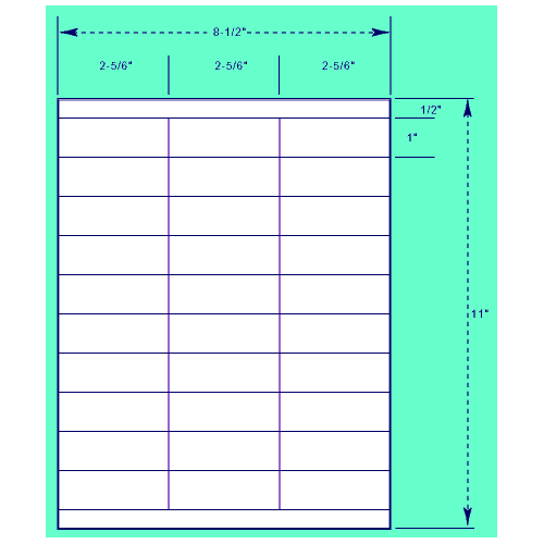 BCF 2 5/6" x 1" Laser Label [8 1/2" x 11" Sheet Size] SL256-1-30G