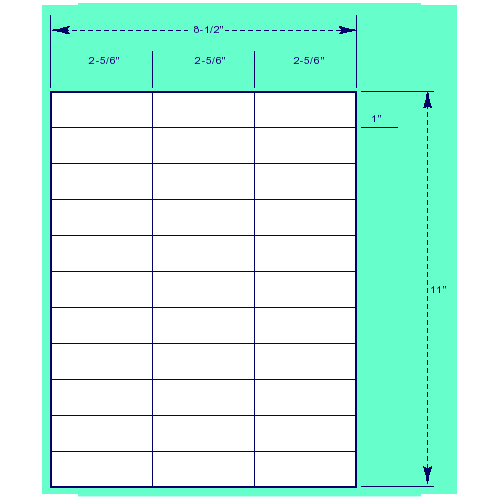 BCF 2 5/6" x 1" Laser Label [8 1/2" x 11" Sheet Size] SL256-1-33