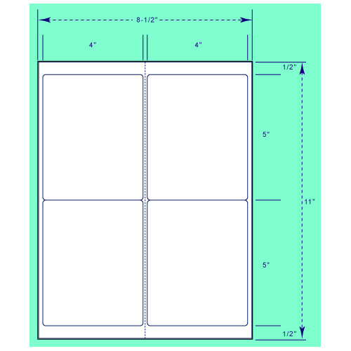 BCF 4" x 5" Laser Label [8 1/2" x 11" Sheet Size] SL4-5-4G