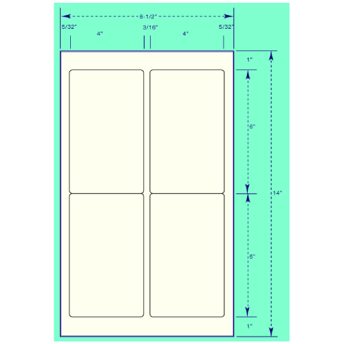 BCF 4" x 6" Laser Label [8 1/2" x 14" Sheet Size] SL4-6-4G
