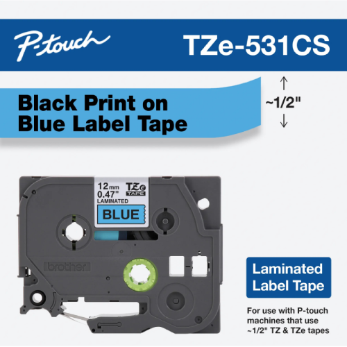 Brother Mobile 0.47" x 26.2' Laminated Tape Cartridge TZE531CS