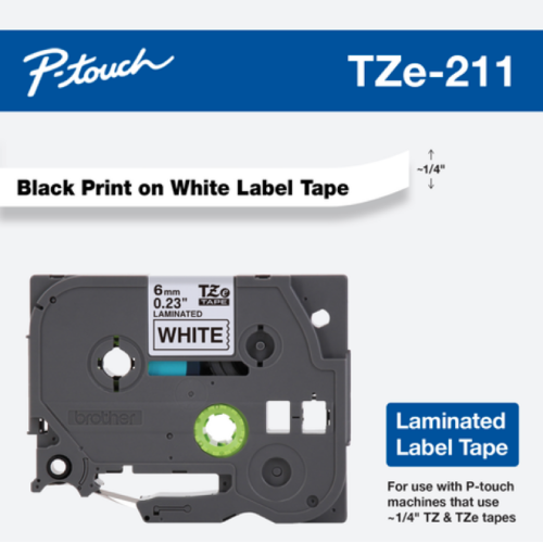 Brother Mobile 0.23" x 26.2' Laminated Tape Cartridge TZE211