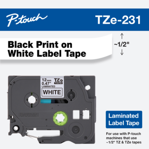 Brother Mobile 0.47" x 26.2' Laminated Tape Cartridge TZE231M