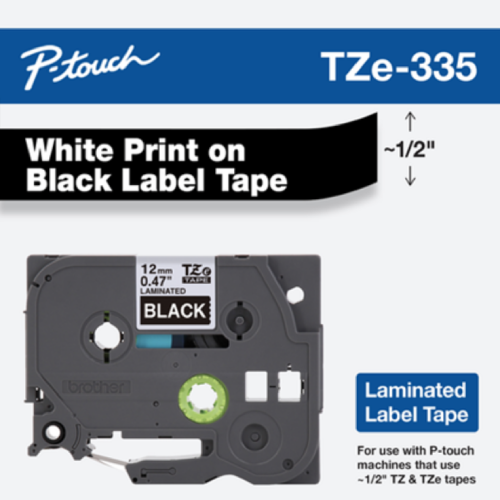 Brother Mobile 0.47" x 26.2' Laminated Tape Cartridge TZE335