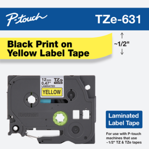 Brother Mobile 0.47" x 26.2' Laminated Tape Cartridge TZE631G