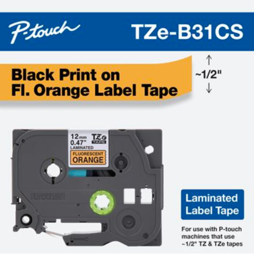 Brother Mobile 0.47" x 26.2' Laminated Tape Cartridge TZEB31CS