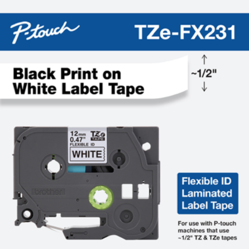 Brother Mobile 0.47" x 26.2' Flexible ID Tape Cartridge TZEFX231