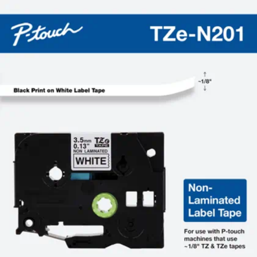 Brother Mobile 0.13" x 26.2' Laminated Tape Cartridge TZEN201G