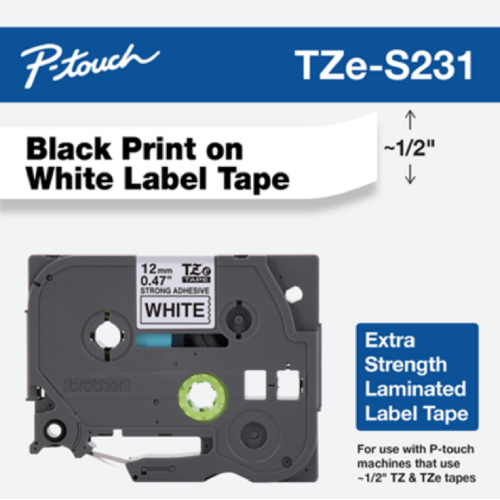 Brother Mobile 0.47" x 26.2' Laminated Tape Cartridge TZES231G