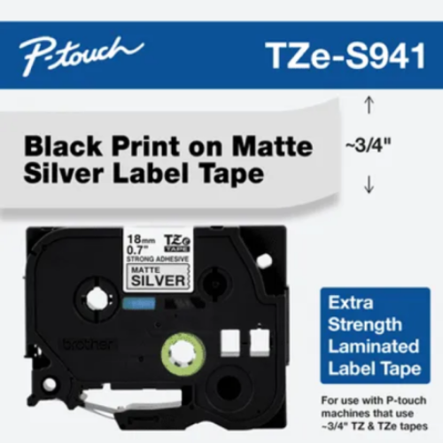 Brother Mobile 0.7" x 26.2' Laminated Tape Cartridge TZES941G
