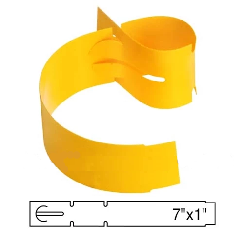 BarcodeFactory 1x7 Thermal Yellow Tree Wrap Tags [Non-Perforated] BAR-WPT7X1-YE