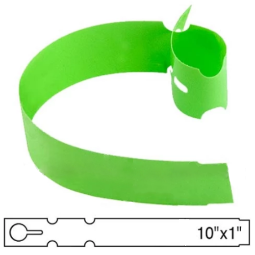 BarcodeFactory 10x1 Thermal Lime Tree Wrap Tags [Non-Perforated] BAR-EP10X1X4-LM