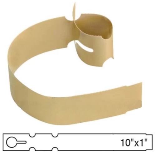 BarcodeFactory 10x1 Thermal Tan Tree Wrap Tags [Non-Perforated] BAR-EP10X1X4-TN