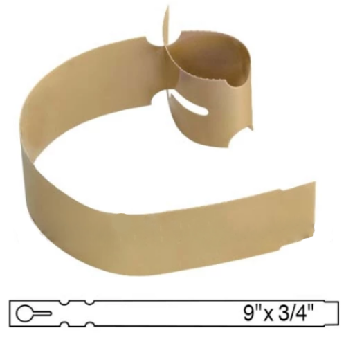 BarcodeFactory 9x0.75 Thermal Tan Tree Wrap Tags [Non-Perforated] BAR-WP9X07-TN