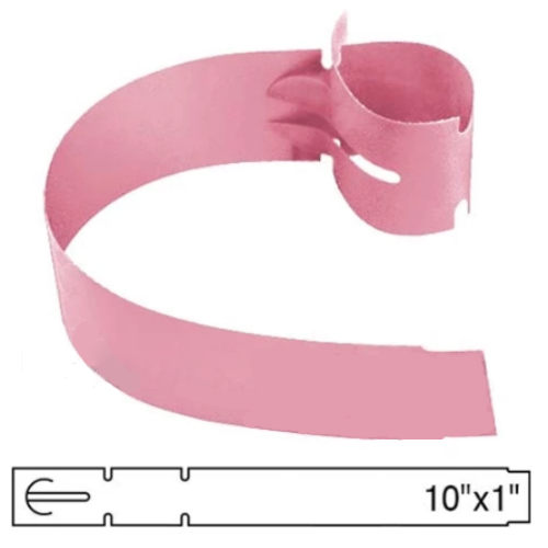 BarcodeFactory 10x1 Thermal Pink Tree Wrap Tags [Non-Perforated] BAR-EPT10X1X4-PK