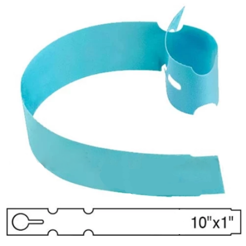 BarcodeFactory 10x1 Thermal Blue Tree Wrap Tags [Non-Perforated] BAR-EP10X1X4-BL