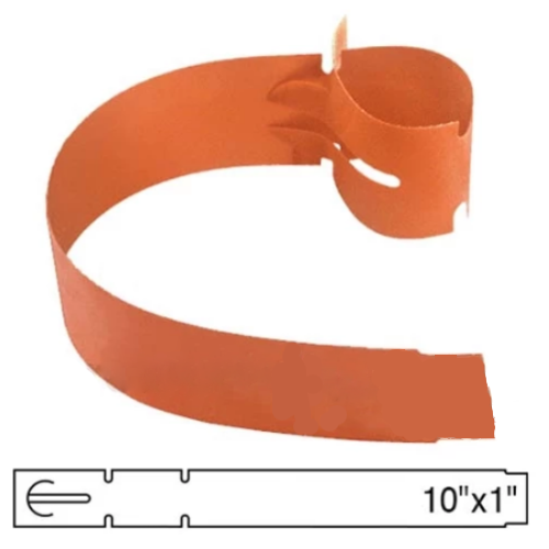 BarcodeFactory 10x1 Thermal Orange Tree Wrap Tags [Non-Perforated] BAR-EPT10X1X4-OR