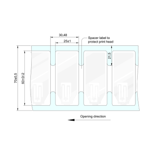 Zebra 2.3594 x 0.9844 Silverline Blade II+ RFID Label 10039973