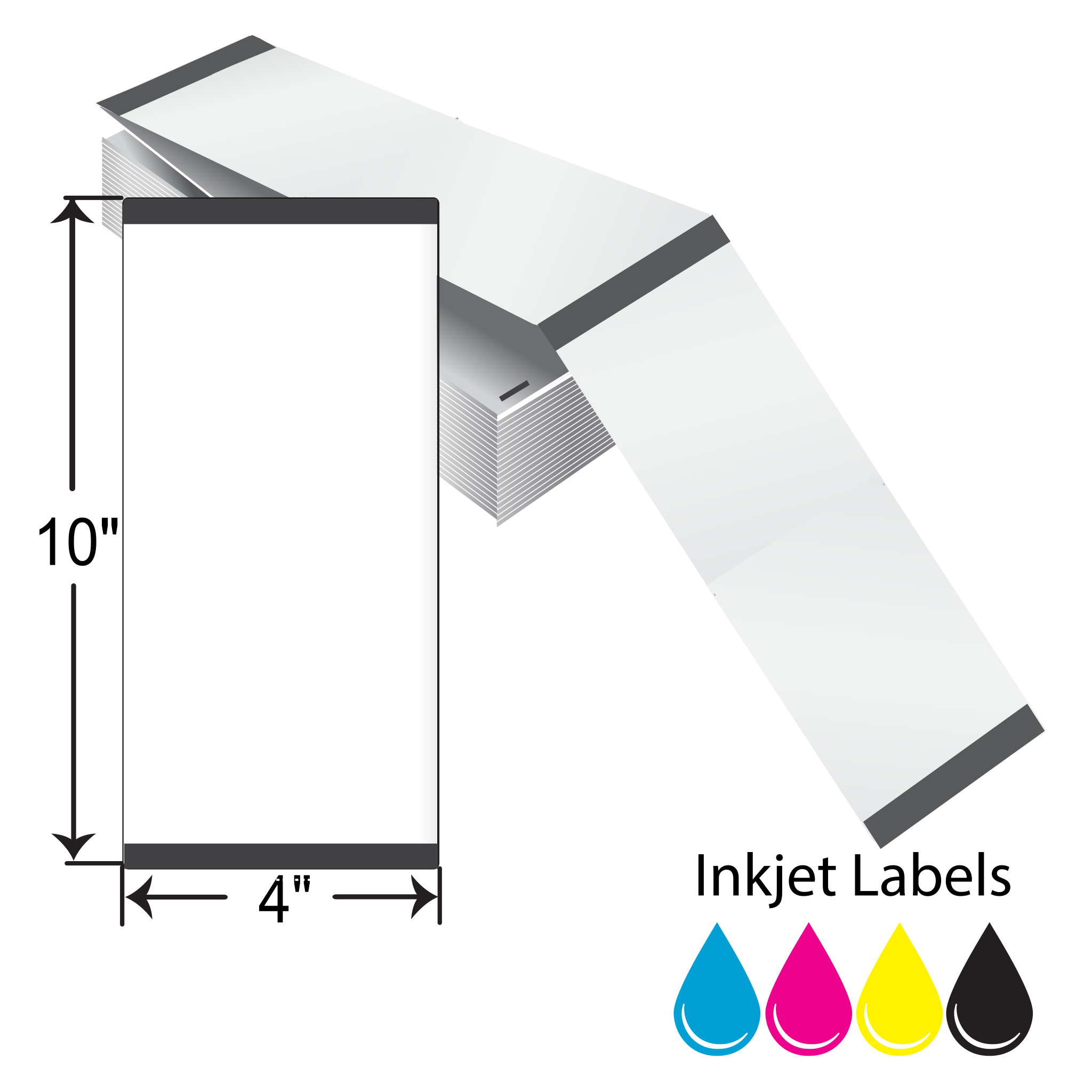 BarcodeFactory 4x10 Matte Paper Tags [Fanfold, Perforated, Black Mark Sensing] L-IJ-TMP4101000F