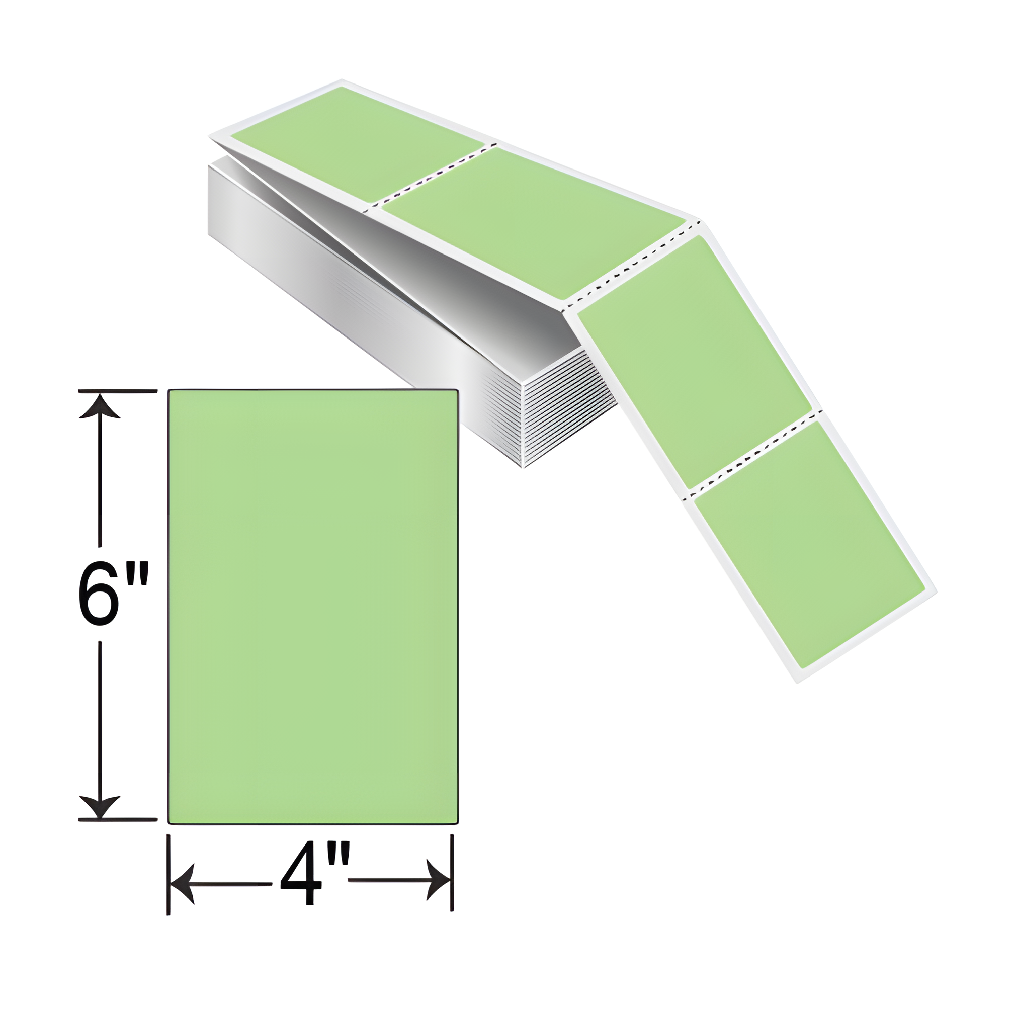 Barcodefactory 4x6  TT Label [Fanfold, Perforated, Green] 825-TTT-4-6PF-GREEN