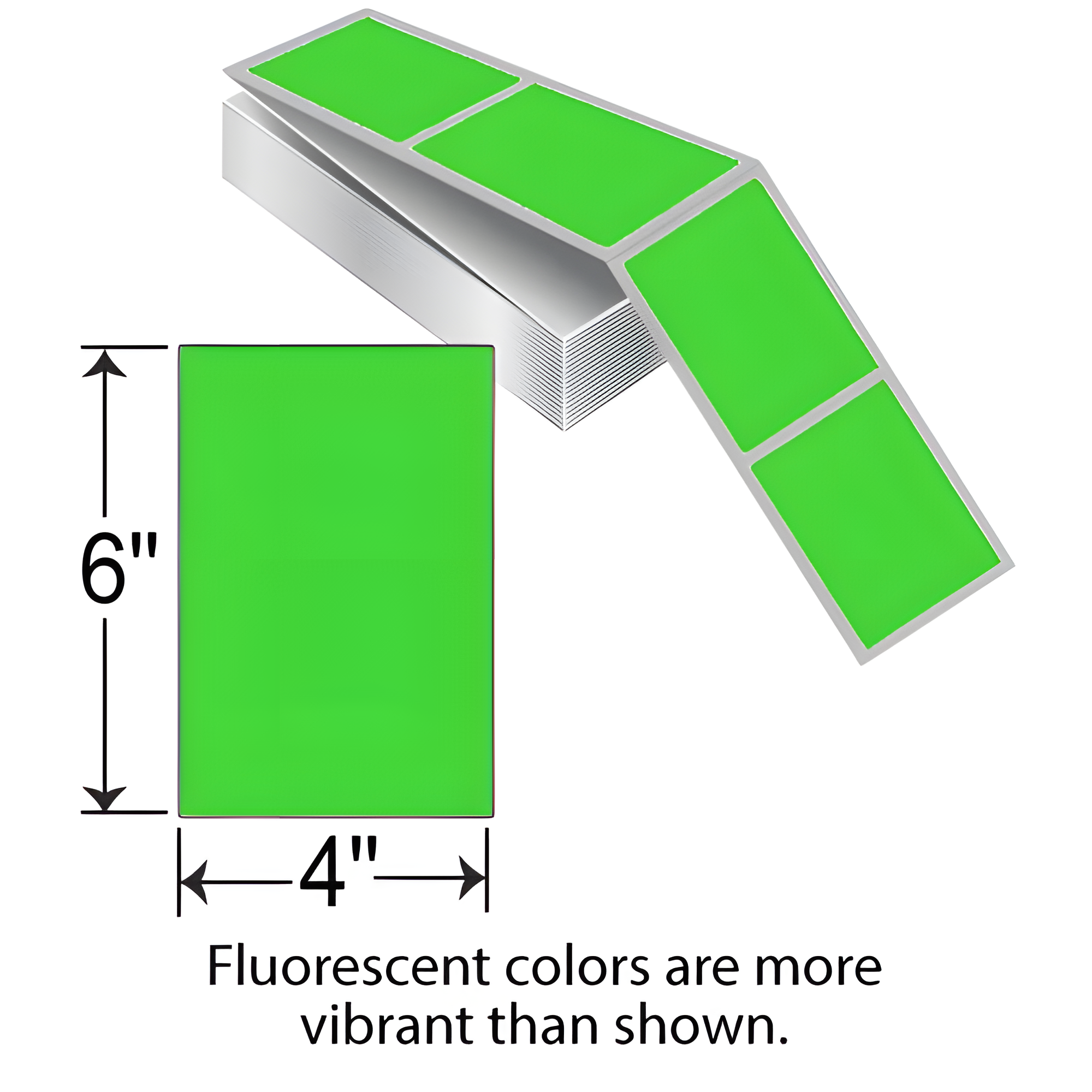 Barcodefactory 4x6  TT Label [Fanfold, Perforated, Fluorescent Green] THF46-1PFG