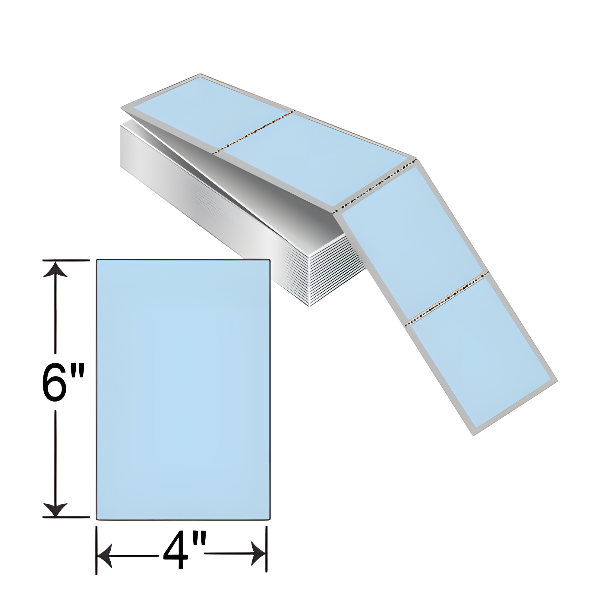 BarcodeFactory 4 x 6 TT Fanfold Label [Blue 290, Fanfold, Perforated] TTFF4X6-BLUE
