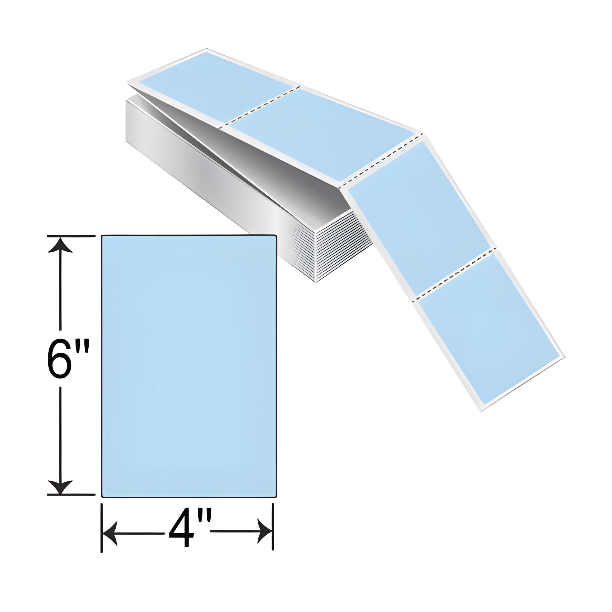Barcodefactory 4x6  TT Label [Fanfold, Perforated, Blue] THF46-1PBL