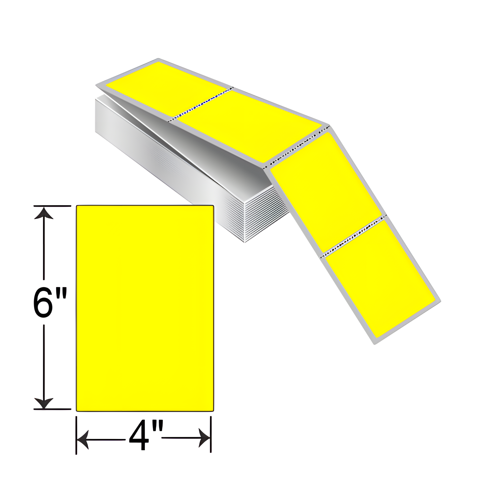 BarcodeFactory 4 x 6 TT Fanfold Label [Pantone Bright Yellow, Fanfold, Perforated] TTFF4X6-YELLOW