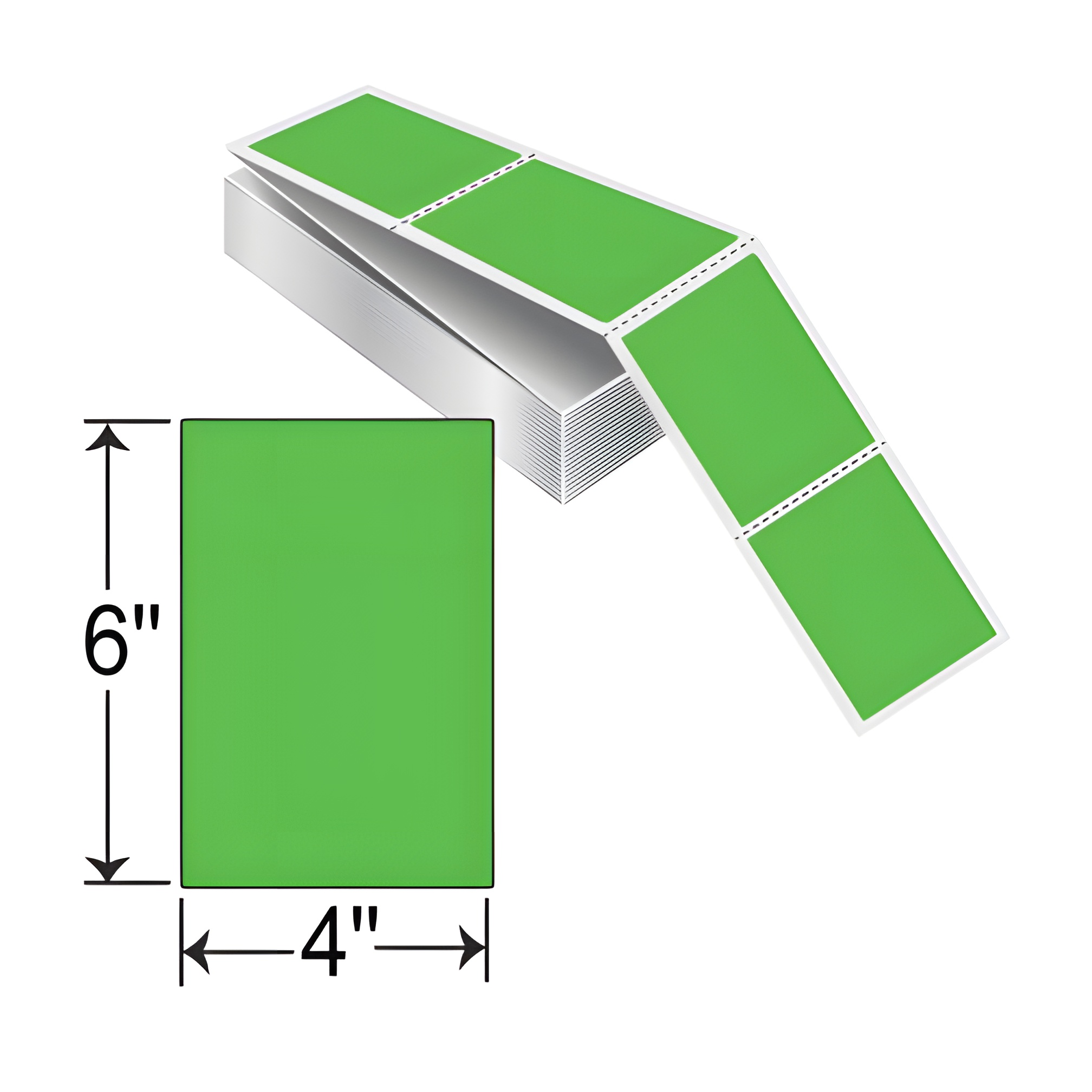 Barcodefactory 4x6  TT Label [Fanfold, Perforated, Green] 640366