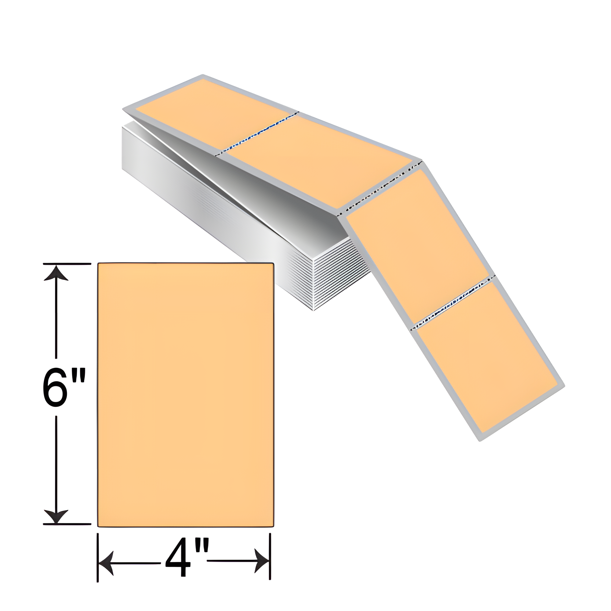 BarcodeFactory 4 x 6 TT Fanfold Label [Light Orange 148, Fanfold, Perforated] TTFF4X6-ORANGE148