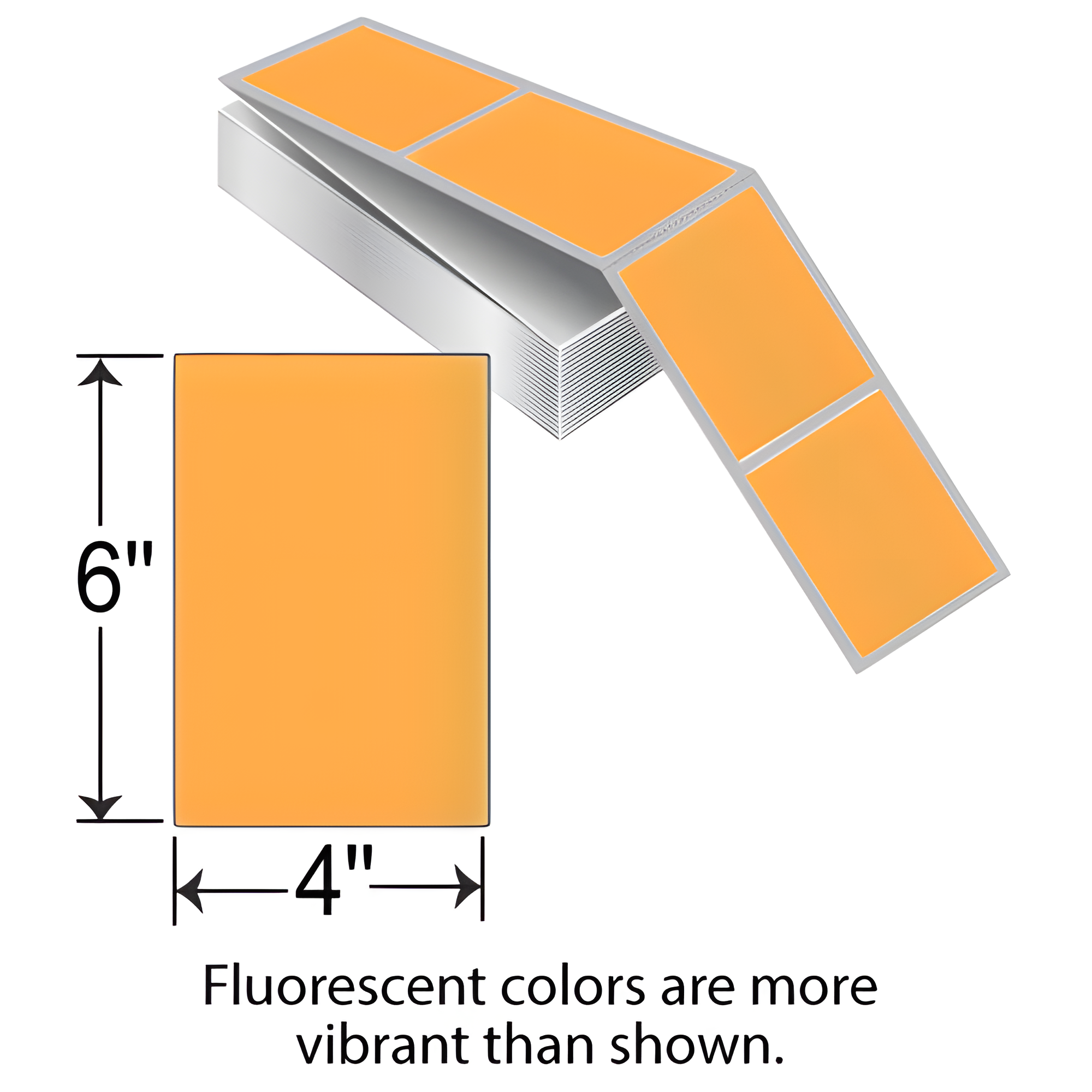 Barcodefactory 4x6  TT Label [Fanfold, Perforated, Fluorescent Orange] THF46-1PFO