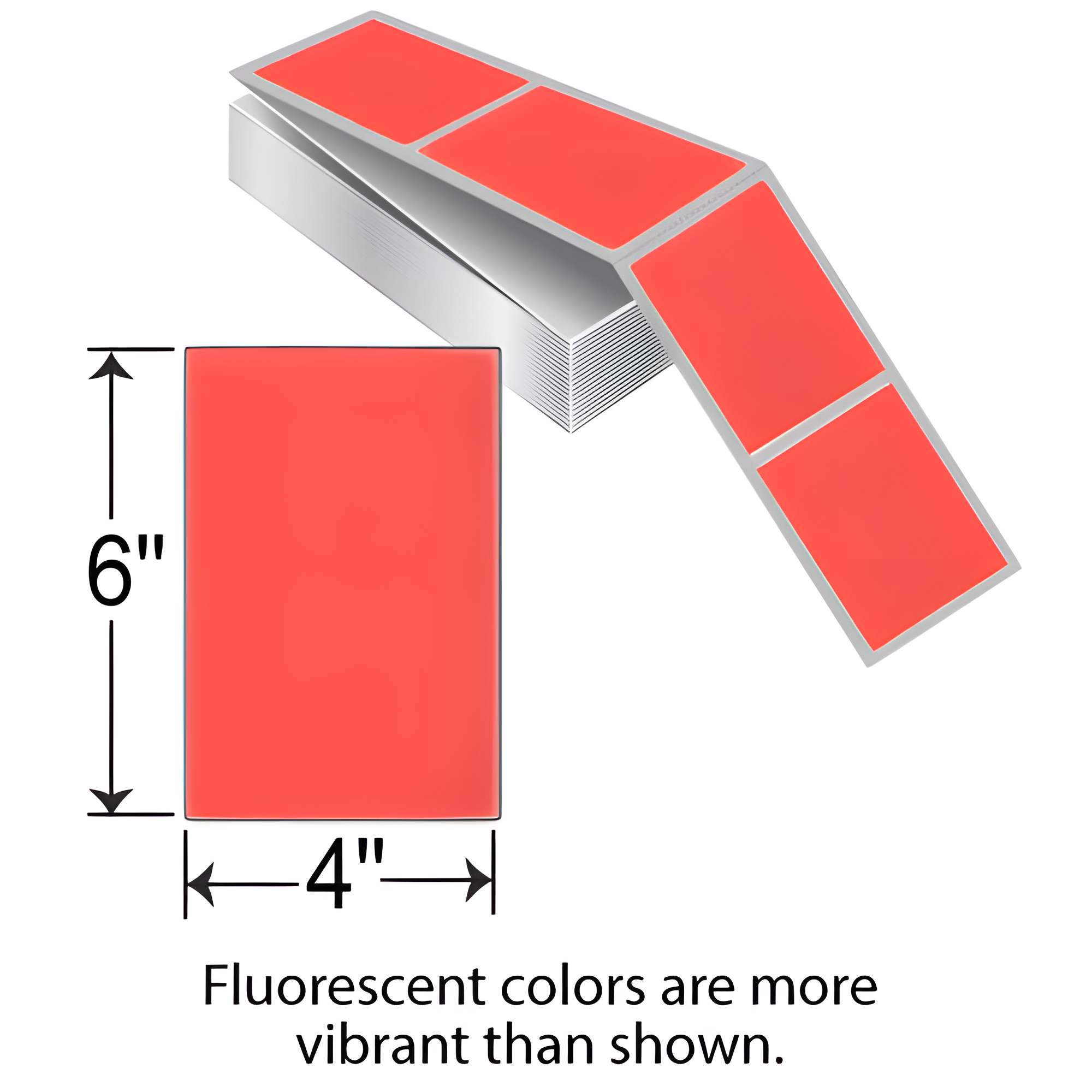 Barcodefactory 4x6  TT Label [Fanfold, Perforated, Fluorescent Red] THF46-1PFR