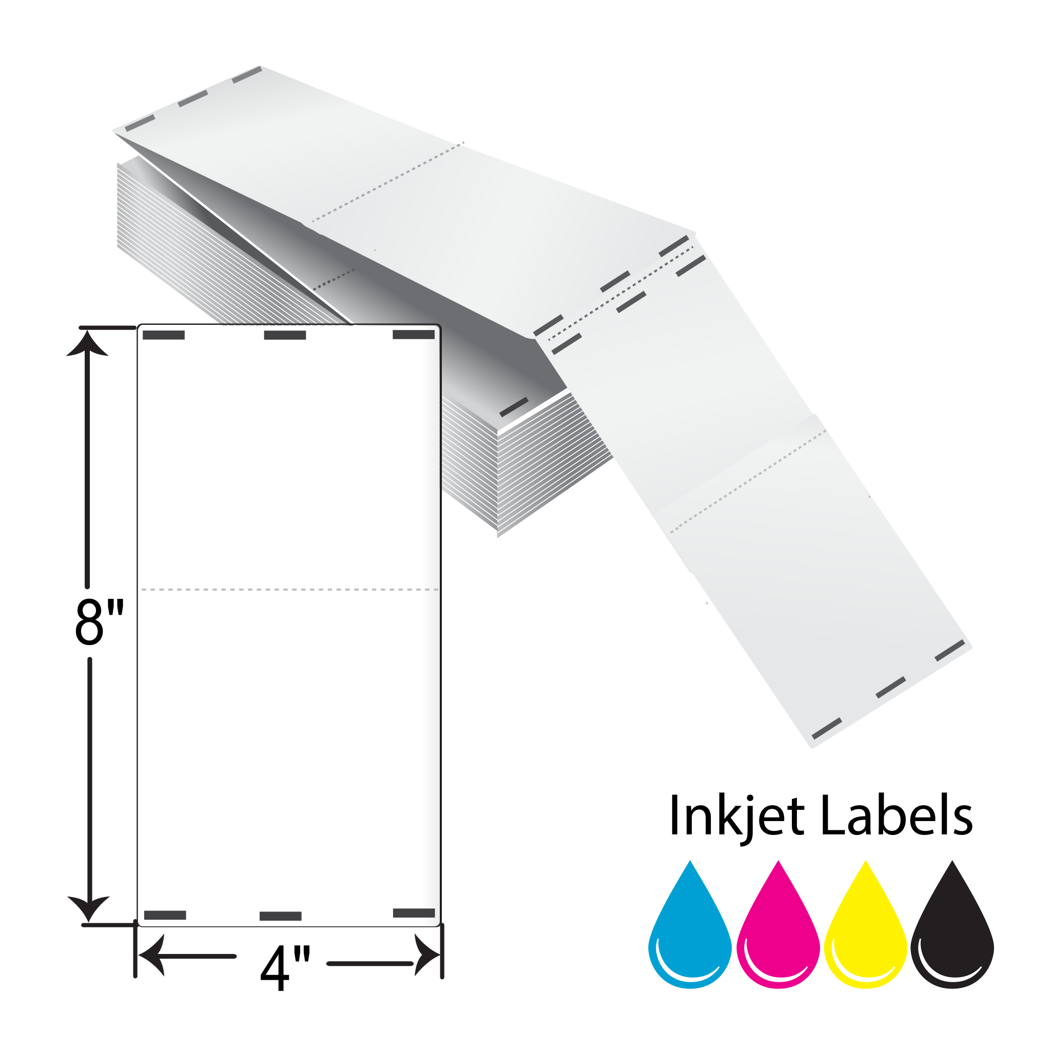 Barcodefactory Labels 4x8  Inkjet Tag [Fanfold] IJM-4-8-1000-3H-Tags