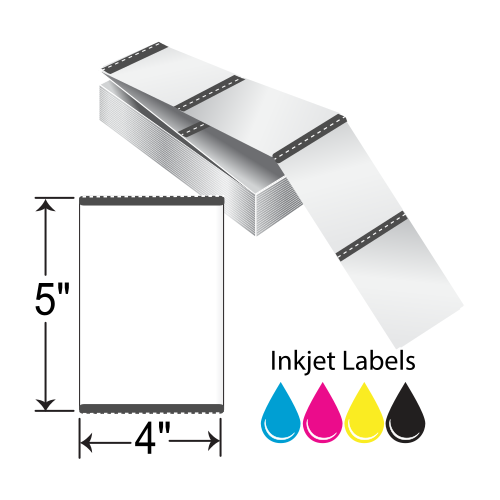 BarcodeFactory 4x5 Matte Paper Tags [Fanfold, Perforated, Black Mark Sensing] L-IJ-TMP452000F