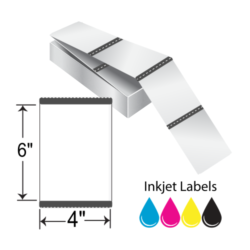 BarcodeFactory 4x6 Matte Paper Tags [Fanfold, Perforated, Black Mark Sensing] L-IJ-TMP462000F