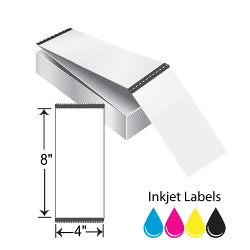 BarcodeFactory 4x8 Matte Paper Tags [Fanfold, Perforated, Black Mark Sensing] L-IJ-TMP481000F